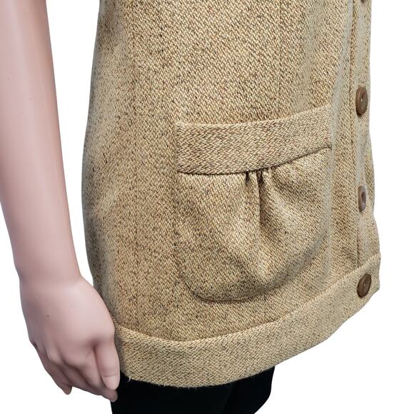 NWT Anthropologie Tabitha Tweed Blazer Cardigan Jacket 10 Short Sleeve Mustard - Picture 8 of 13